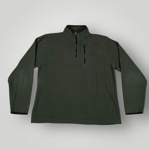 Ducks Unlimited Fleece Sweater Mens Large Green Quarter Zip Pullover Hunting‎